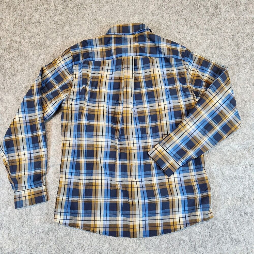 Eddie Bauer Travex Shirt Men Medium Blue Plaid Classic‎ Fit Button Mesh Pocket - Picture 9 of 11
